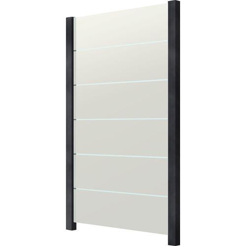Zaun STAKET PRO, grau (anthrazit), Pfosten: 2 St., Aluminium, Glas, Zaunelemente, Glaszaun, Gesamtlänge: 1,217 m, 2 Pfosten