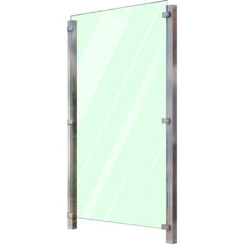 Zaun STAKET PRO, silber (silberfarben), Pfosten: 2 St., Edelstahl, Glas, Zaunelemente, Glaszaun, Gesamtlänge: 1,115 m, 2 Pfosten