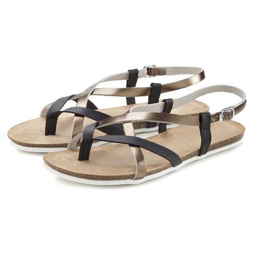 Zehentrenner VIVANCE, Damen, Gr. 40, schwarz, Obermaterial: 100% Rindsleder. Decksohle: 100% Rindsleder. Laufsohle: 100% Synthetik, metallic, mehrfarbig, casual, Schuhe, Sandale, Sandalette, Sommerschuh aus hochwertigem Leder
