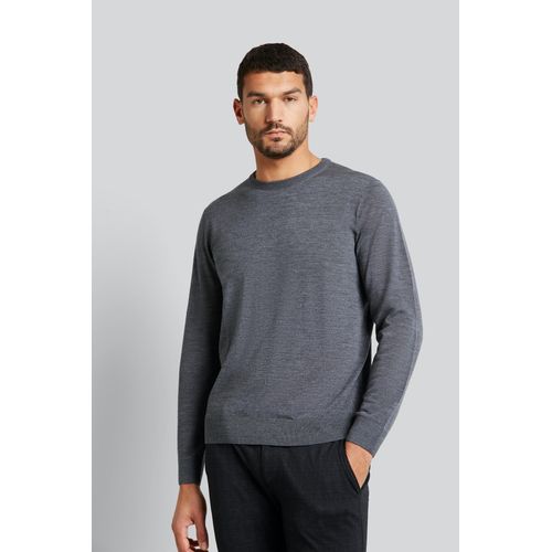 Rundhalspullover BUGATTI, Herren, Gr. XXL, grau (dunkelgrau), Sweatware, 100% Wolle, casual, regular fit, Rundhals, Langarm Rippbündchen, Pullover, aus feiner Merinowolle