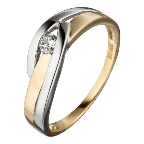 Goldring JOBO Gr. 50, gold (gelbgold 333), Fingerringe, Damen, 50, Gelbgold 333, 333 Gold bicolor mit Zirkonia