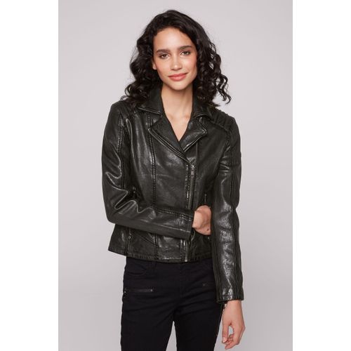Lederjacke SOCCX, Damen, Gr. S, schwarz, Material: 100% Leder, Futter Rumpf: 100% Baumwolle, Futter Ärmel: 100% Polyester, unifarben, casual, tailliert normal, Langarm eingesetzt gerader Abschluss, Jacken, mit Zipper am Ärmelende