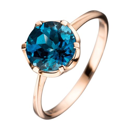 Goldring JOBO Gr. 58, rosa (roségold 585), Fingerringe, Damen, 58, Roségold 585, Rosu00e9gold 585, 585 Roségold mit Blautopas