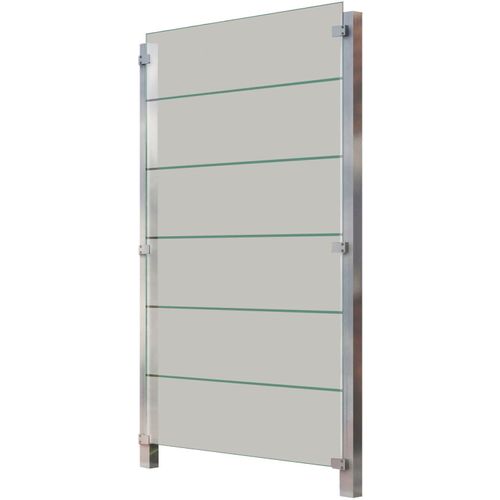 Zaun STAKET PRO, silber (silberfarben), Pfosten: 2 St., Edelstahl, Glas, Zaunelemente, Glaszaun, Gesamtlänge: 1,115 m, 2 Pfosten