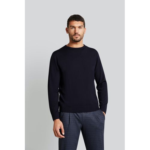 Rundhalspullover BUGATTI, Herren, Gr. 3XL, blau (marine), Sweatware, 100% Wolle, casual, regular fit, Rundhals, Langarm Rippbündchen, Pullover, aus feiner Merinowolle