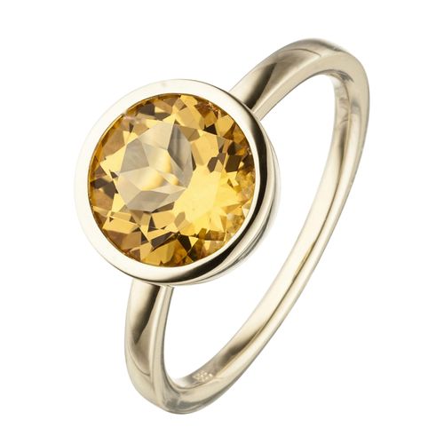 Fingerring JOBO Fingerringe Gr. 56, Gelbgold 585, orange Damen 585 Gold mit Citrin