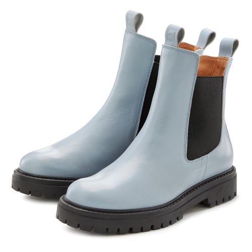 Stiefelette ELBSAND, Damen, Gr. 40, blau (hellblau), Obermaterial: 100% Rindsleder. Futter: 100% Synthetik. Decksohle: 100% Synthetik. Laufsohle: 100% Synthetik, unifarben, casual, Schuhe, Chelseaboots, Schlupfstiefel, Bikerboots aus Leder