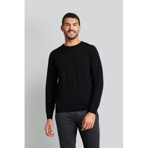 Rundhalspullover BUGATTI, Herren, Gr. 3XL, schwarz, Sweatware, 100% Wolle, casual, regular fit, Rundhals, Langarm Rippbündchen, Pullover, aus feiner Merinowolle