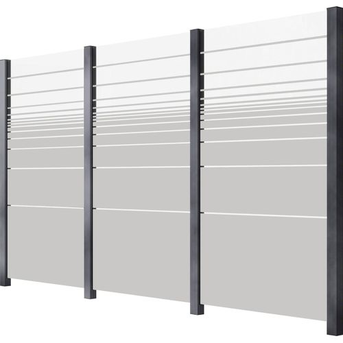 STAKET PRO Zaun Zaunelemente Glaszaun, Gesamtlänge: 3,284 m, 4 Pfosten Gr. Pfosten: 4 St., grau