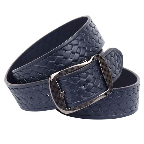 Ledergürtel ANTHONI CROWN, Damen, Gr. 95, blau, Leder, unifarben, modisch,klassisch, Gürtel, mit Flecht-Prägung