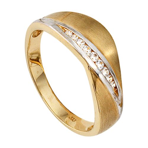 Goldring JOBO Gr. 50, gold (gelbgold 333), Fingerringe, Damen, 50, Gelbgold 333, 333 Gold bicolor mit Zirkonia