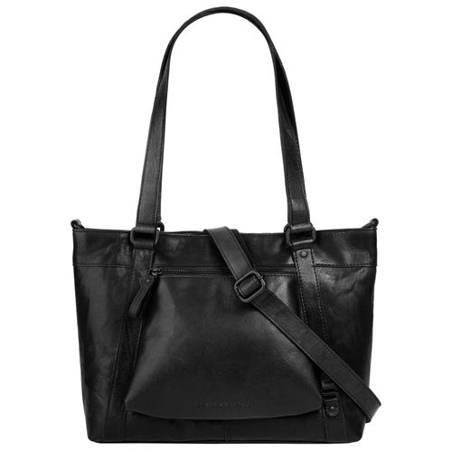 Shopper SPIKES & SPARROW, Damen, Gr. B/H/T: 37cm x 26cm x 9cm onesize, schwarz, Leder, unifarben, leicht glänzend, Taschen, echt Leder
