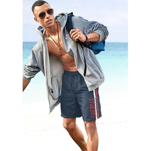 Badeshorts CHIEMSEE, Herren, Gr. L (52), Kurz, blau (marine (kurzgröße)), Microfaser, Polyester, Microfaser, kontrastfarbene Details, Badehosen, in 2-Längen und mit Markenschriftzug