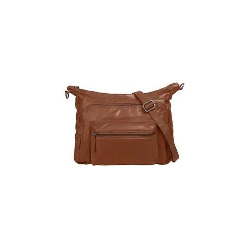 Umhängetasche WOUWOU Gr. B/H/T: 34cm x 26cm x 10cm onesize, braun (cognac) Damen Taschen echt Leder