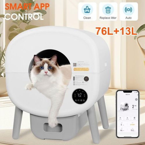 Selbstreinigende Katzentoilette Automatisch Smart Katzenklo mit APP-Steuerung 76L+13L - Vinteky