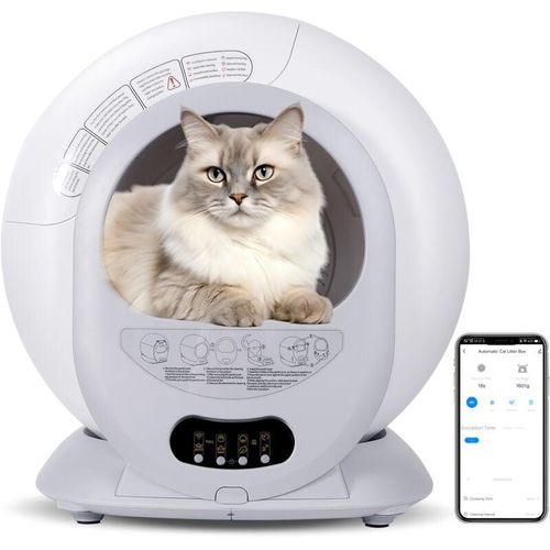 Selbstreinigende Katzentoilette Automatisch Smart Katzenklo mit APP-Steuerung Wifi Groß für Katzen 65L+9L - Vinteky