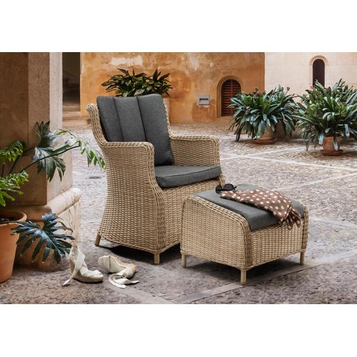 Destiny Gartenlounge-Set »LUNA CASA«, (4 tlg.), Polyrattan, Sessel mit Fußhocker, inkl. Auflagen