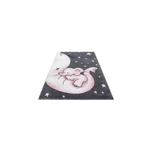 Kinderteppich AYYILDIZ TEPPICHE "Kids 560" Teppiche Gr. B: 160cm, 12mm, L: 230cm, pink (pink/grau) Kinder Elefanten Design, Kurzflor