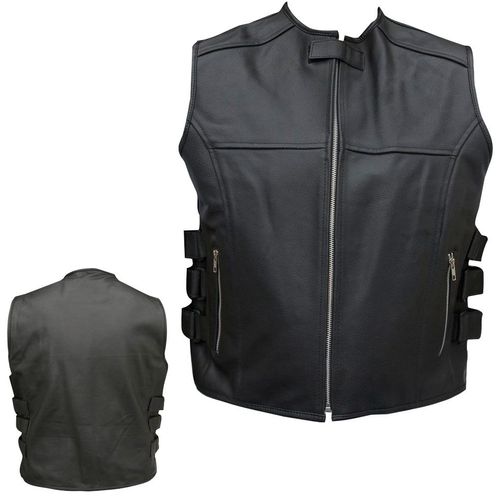 Motorradweste PROANTI Gr. XL, schwarz, Westen, XL, Obermaterial: 100% Rindsleder, aus Leder