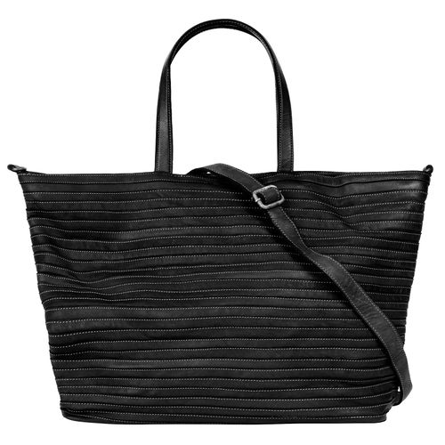 Shopper SAMANTHA LOOK Gr. B/H/T: 37cm x 30cm x 14cm onesize, schwarz Damen Taschen echt Leder, Made in Italy