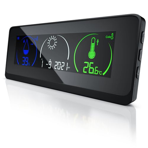 BEARWARE Wetterstation mit Außensensor, Funkwetterstation mit Farbdisplay Wetterstation & Netzteil
