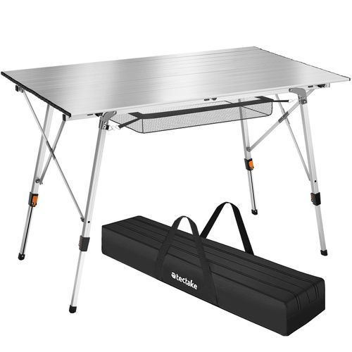 tectake® Aluminium Campingtisch, faltbar, höhenverstellbar, 120 x 70,5 x 58 – 79 cm