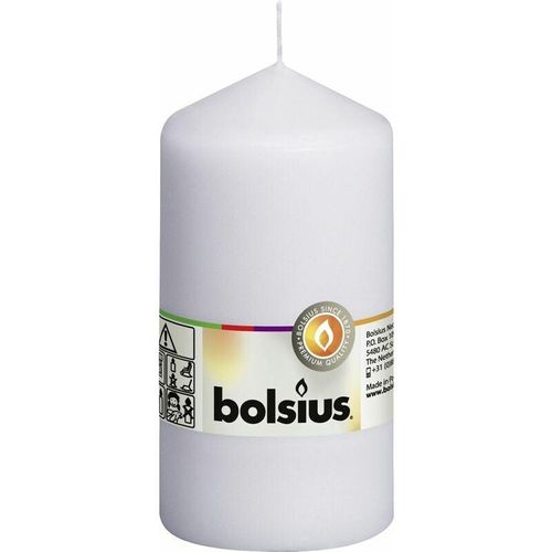 Bolsius - Stumpenkerze weiß, Höhe 13 cm, ø 6,8 cm Kerze Dekokerzen