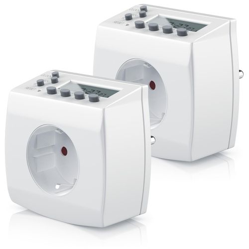 BEARWARE 2x digitale Zeitschaltuhr in kompakter Bauform Kinderschutzsicherung / Zufallsschaltung