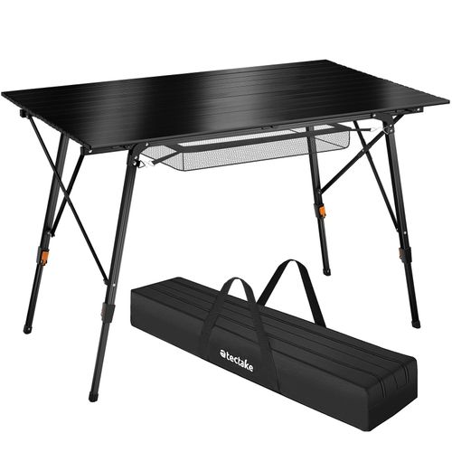 tectake® Aluminium Campingtisch, faltbar, höhenverstellbar, 120 x 70,5 x 58 – 79 cm