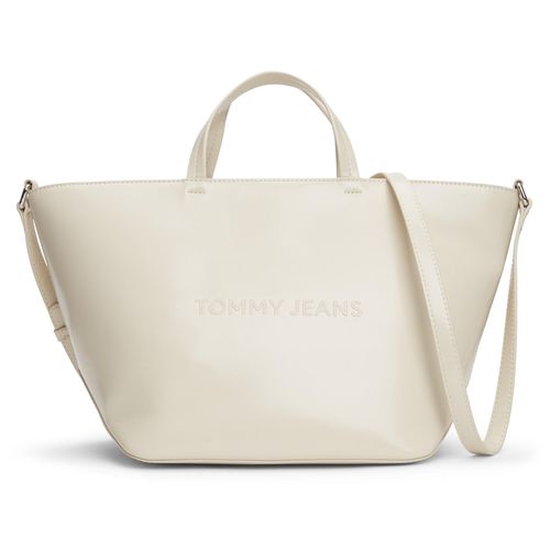 Shopper TOMMY JEANS Gr. B/H/T: 38cm x 22cm x 20cm, beige (newsprint) Damen Taschen