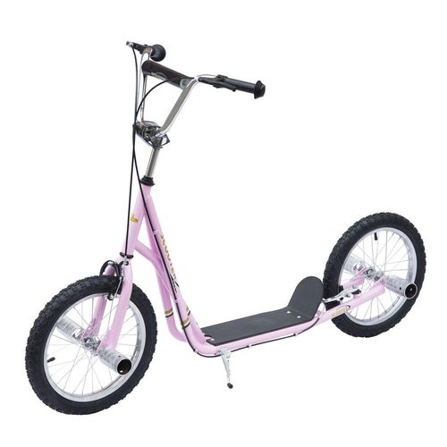 Kinderroller mit Luftreifen Scooter Tretroller Kickboard 16 Zoll Rosa