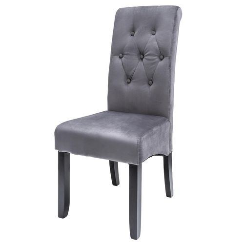riess-ambiente Stuhl CASA - grau Samt mit Zierknöpfen Massivholzbeine Esszimmer modern