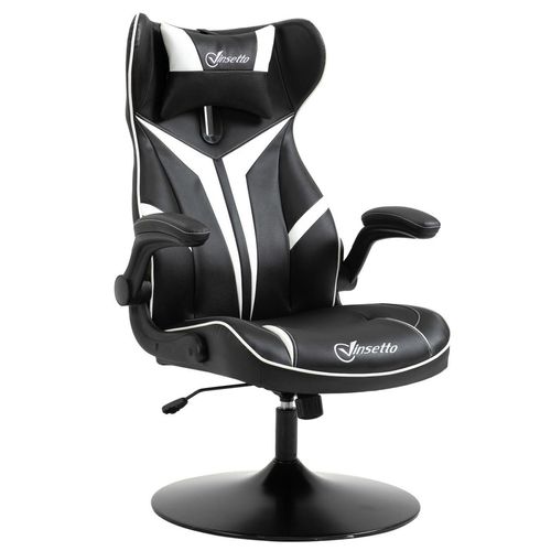 Gaming Stuhl ergonomischer Computerstuhl Stahl Schwarz+Weiß 67 x 75 x 106-112 cm