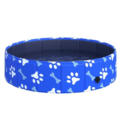 PawHut Hundepool mit Wasserablassventil blau Ø80 x 20H cm