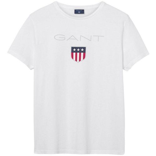Gant T-Shirt SHIELD Großer Markendruck, weiß