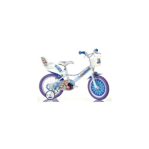 Kinderfahrrad DINO "Snow Queen Eiskönigin" Fahrräder Gr. 30cm, 16 Zoll (40,64cm), weiß Kinder mit Stützrädern, Korb und Puppensitz