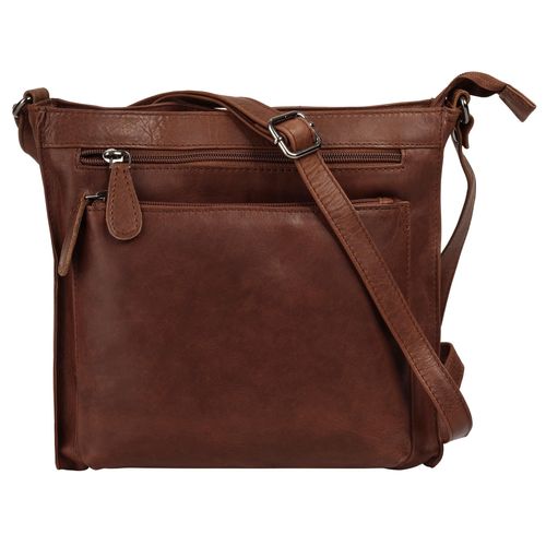 Umhängetasche CLUTY Gr. B/H/T: 24cm x 22cm x 7cm onesize, braun (cognac) Damen Taschen echt Leder