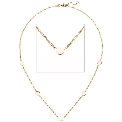 Collier JOBO, gelb (gelbgold 375), Halsketten, Damen, Gelbgold 375, L: 43cm, 375 Gold mit Plättchen