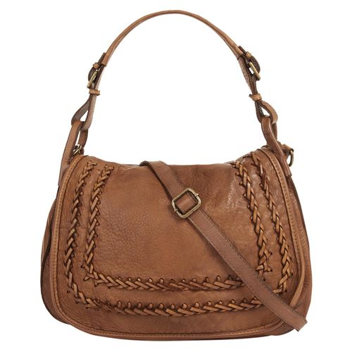 Umhängetasche SAMANTHA LOOK Gr. B/H/T: 35cm x 30cm x 13cm onesize, braun (cognac) Damen Taschen echt Leder, Made in Italy