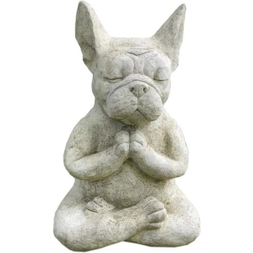 Meditierende Bulldogge Statue,Skulptur Hunde Dekor Figuren