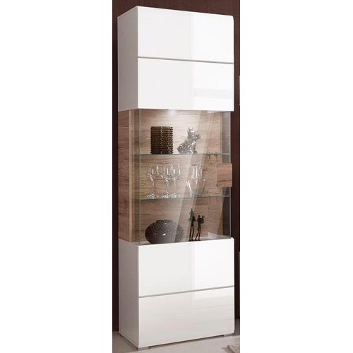 INOSIGN Vitrine »Toledo,Höhe 204 cm trendige Glasvitrine mit dekorative Fräsungen«, Standvitrine ohne Beleuchtung, viel Stauraum, hochglanz Front MDF