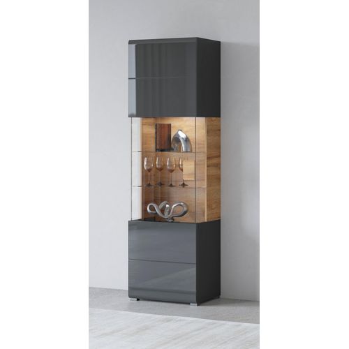 INOSIGN Vitrine »Toledo,Höhe 204 cm trendige Glasvitrine mit dekorative Fräsungen«, Standvitrine ohne Beleuchtung, viel Stauraum, hochglanz Front MDF