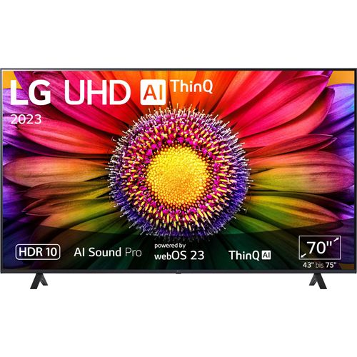 F (A bis G) LG LCD-LED Fernseher UHD,α5 Gen6 4K AI-Prozessor,HDR10,AI Sound Pro,Filmmaker Mode schwarz LED Fernseher