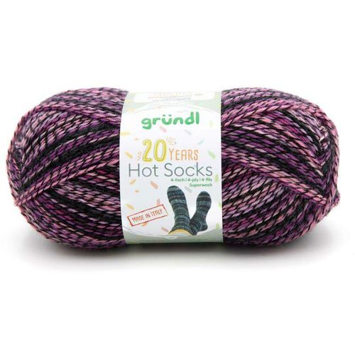 Sockenwolle Hot Socks 100 g 4-fach, himbeer-weinrot-elfenbein-schwarz Sockenwolle - Gründl