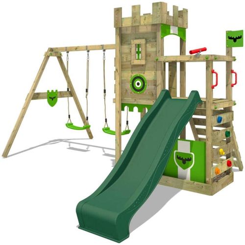 Spielturm Ritterburg BoldBaron mit Schaukel & Sandkasten, 10-jährige Garantie, Integrierter Sandkasten - grün - Fatmoose