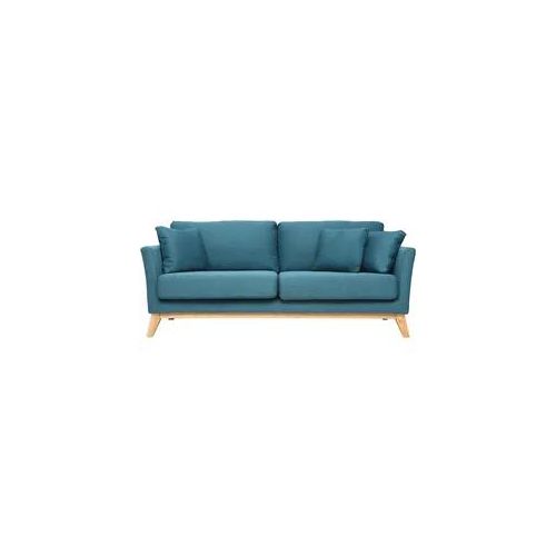 Sofa skandinavisch 3 Plätze Miliboo-Blau Holzbeine OSLO