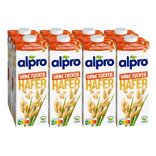 Alpro Haferdrink ohne Zucker 1 Liter, 8er Pack