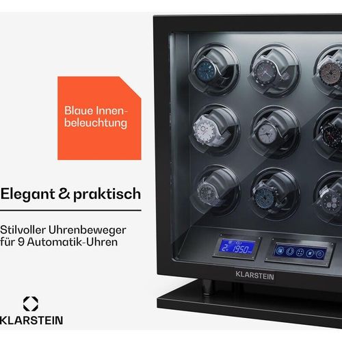 Uhrenbeweger für Automatikuhren, Automatik-Uhrenbeweger für 9 Uhren, Automatikuhr Uhrenbeweger mit Acryl-Tür, Automatischer Uhrenbeweger, Blaue LEDs,