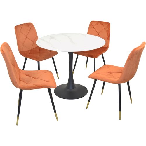 Sitzgruppe, orange (terra), B:45cm H:85cm T:54cm, Polyester, HOFMANN LIVING AND MORE, Sitzmöbel-Sets, Esszimmer-Set Essgruppe