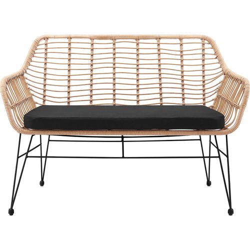 Sitzbank SALESFEVER, schwarz (natur, schwarz, schwarz), B:120cm H:85cm T:69cm, Polypropylen, Metall, Sitzbänke, Rattan-Sofa Sitzbank Küchenbank, Indoor- und Outdoor geeignet